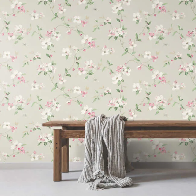 York Wallcoverings Dogwood wallpaper, color Taupe, SKU BL1763