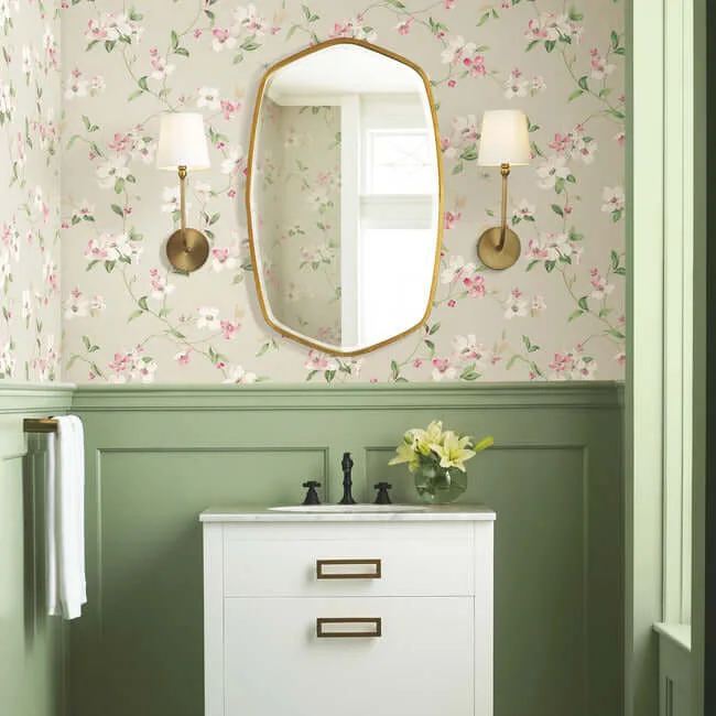 York Wallcoverings Dogwood wallpaper, color Taupe, SKU BL1763