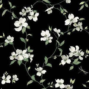 York Wallcoverings Dogwood wallpaper, color Black, SKU BL1764