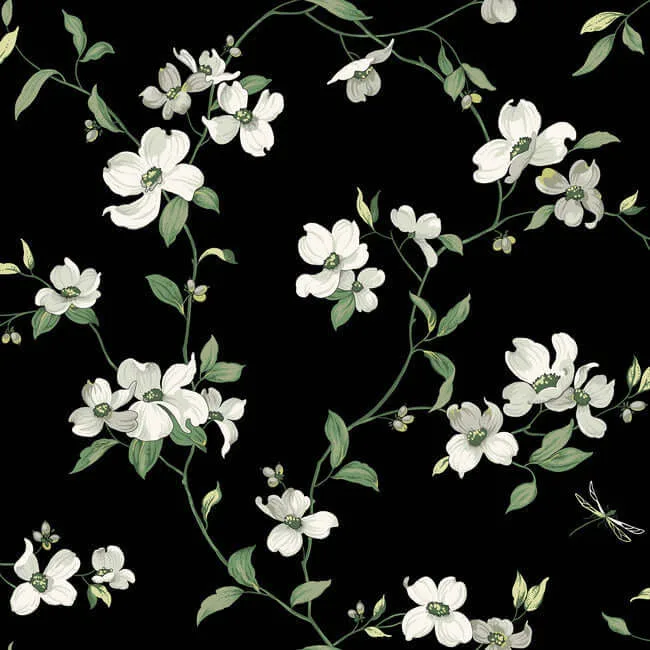 York Wallcoverings Dogwood wallpaper, color Black, SKU BL1764