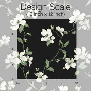 York Wallcoverings Dogwood wallpaper, color Black, SKU BL1764