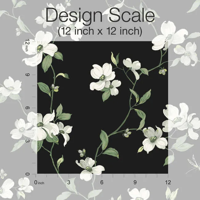 York Wallcoverings Dogwood wallpaper, color Black, SKU BL1764