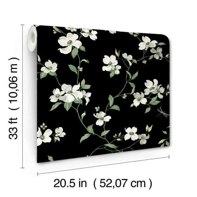 York Wallcoverings Dogwood - Black Wallpaper | Buy Online York Wallcoverings Dogwood wallpaper, color Black, SKU BL1764