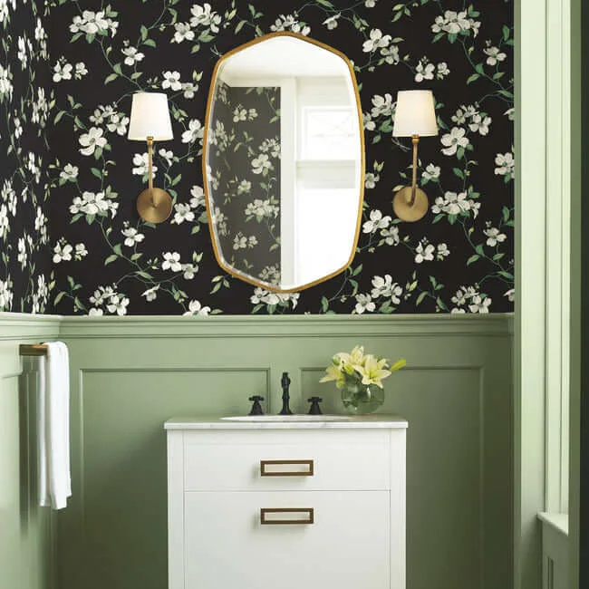 York Wallcoverings Dogwood - Black Wallpaper | Buy Online York Wallcoverings Dogwood wallpaper, color Black, SKU BL1764