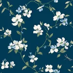 York Wallcoverings Dogwood - Navy Wallpaper | Buy Online York Wallcoverings Dogwood wallpaper, color Navy, SKU BL1761