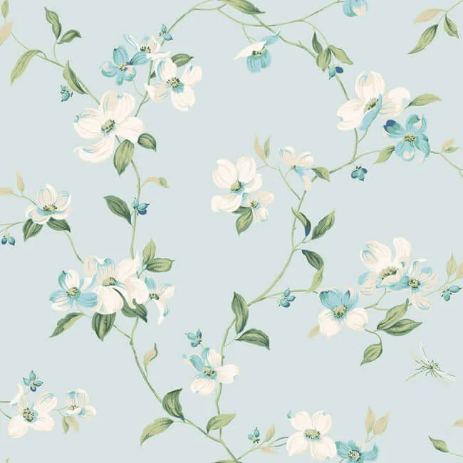 York Wallcoverings Dogwood wallpaper, color Light Blue, SKU BL1765