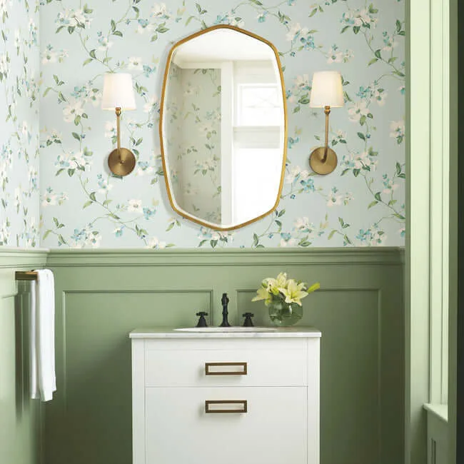 York Wallcoverings Dogwood - Light Blue Wallpaper | Buy Online York Wallcoverings Dogwood wallpaper, color Light Blue, SKU BL1765