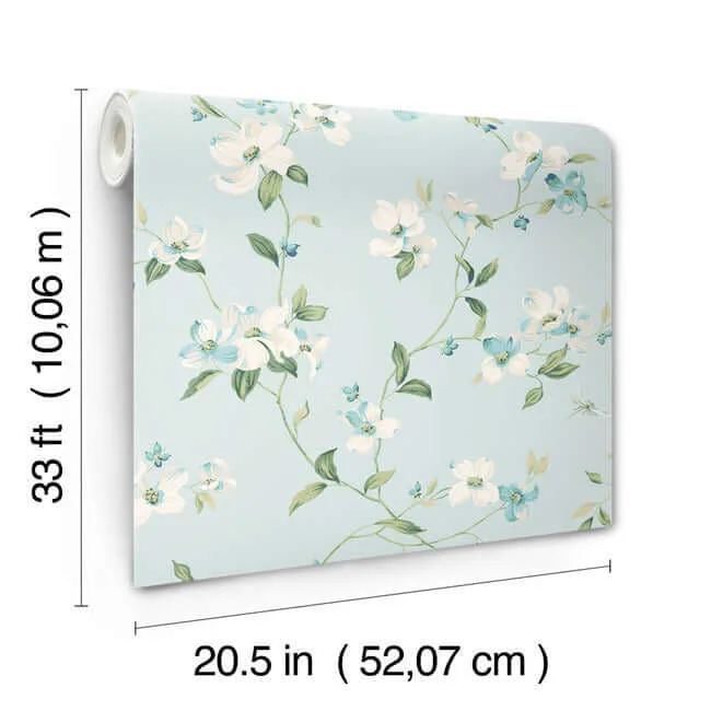 York Wallcoverings Dogwood - Light Blue Wallpaper | Buy Online York Wallcoverings Dogwood wallpaper, color Light Blue, SKU BL1765