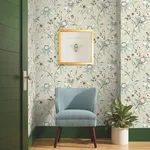 York Wallcoverings Dream Blossom wallpaper, color Taupe & Aqua, SKU BL1794