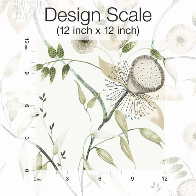 York Wallcoverings Dream Blossom - White & Green Wallpaper | Buy Online York Wallcoverings Dream Blossom wallpaper, color White & Green, SKU BL1793