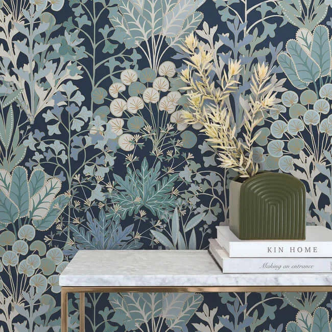 York Wallcoverings Forest Floor - Navy Wallpaper | Buy Online York Wallcoverings Forest Floor wallpaper, color Navy, SKU BL1812