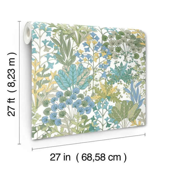 York Wallcoverings Forest Floor wallpaper, color White & Green, SKU BL1814