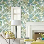 York Wallcoverings Forest Floor wallpaper, color White & Green, SKU BL1814
