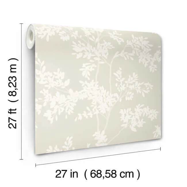 York Wallcoverings Lunaria Silhouette wallpaper, color Light Taupe & White, SKU BL1805
