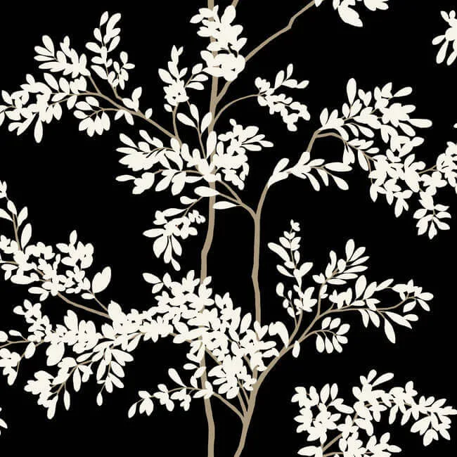 York Wallcoverings Lunaria Silhouette wallpaper, color Black & White, SKU BL1804