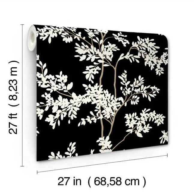 York Wallcoverings Lunaria Silhouette - Black & White Wallpaper | Buy Online York Wallcoverings Lunaria Silhouette wallpaper, color Black & White, SKU BL1804