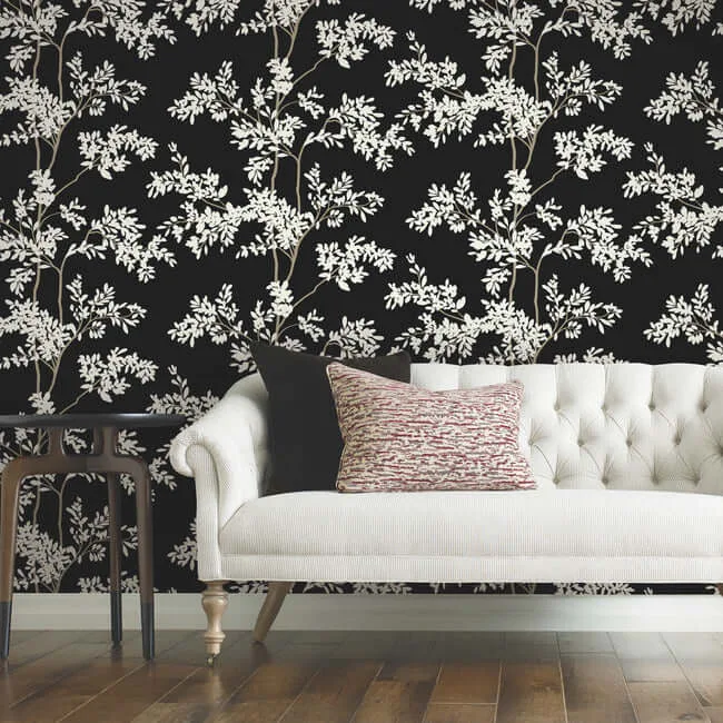 York Wallcoverings Lunaria Silhouette - Black & White Wallpaper | Buy Online York Wallcoverings Lunaria Silhouette wallpaper, color Black & White, SKU BL1804