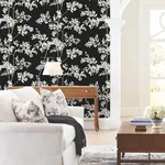 York Wallcoverings Lunaria Silhouette - Black & White Wallpaper | Buy Online York Wallcoverings Lunaria Silhouette wallpaper, color Black & White, SKU BL1804
