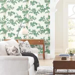 York Wallcoverings Lunaria Silhouette - White & Green Wallpaper | Buy Online York Wallcoverings Lunaria Silhouette wallpaper, color White & Green, SKU BL1801