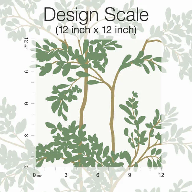 York Wallcoverings Lunaria Silhouette - White & Green Wallpaper | Buy Online York Wallcoverings Lunaria Silhouette wallpaper, color White & Green, SKU BL1801