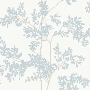 York Wallcoverings Lunaria Silhouette wallpaper, color White & Cloud Blue, SKU BL1802