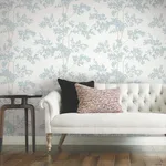 York Wallcoverings Lunaria Silhouette wallpaper, color White & Cloud Blue, SKU BL1802