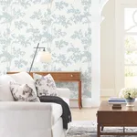 York Wallcoverings Lunaria Silhouette wallpaper, color White & Cloud Blue, SKU BL1802