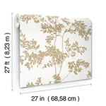York Wallcoverings Lunaria Silhouette - White & Gold Wallpaper | Buy Online York Wallcoverings Lunaria Silhouette wallpaper, color White & Gold, SKU BL1806