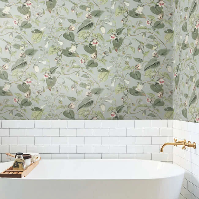 York Wallcoverings Moon Flower - Dove Wallpaper | Buy Online York Wallcoverings Moon Flower wallpaper, color Dove, SKU BL1712