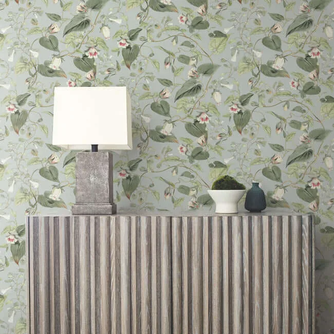 York Wallcoverings Moon Flower - Dove Wallpaper | Buy Online York Wallcoverings Moon Flower wallpaper, color Dove, SKU BL1712