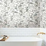 York Wallcoverings Moon Flower - White & Blue Wallpaper | Buy Online York Wallcoverings Moon Flower wallpaper, color White & Blue, SKU BL1715