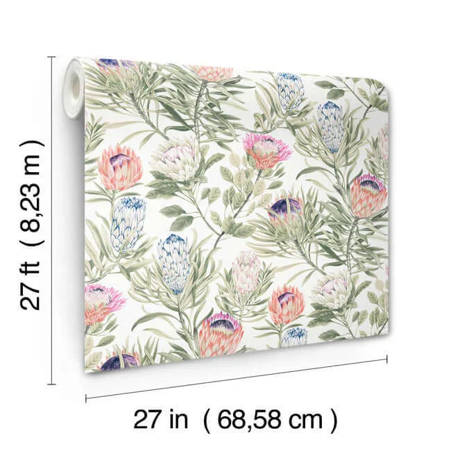 York Wallcoverings Protea wallpaper, color White & Fuchsia, SKU BL1752