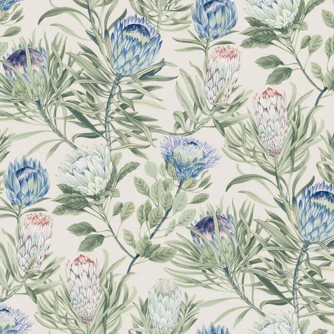 York Wallcoverings Protea wallpaper, color Cream & Blue, SKU BL1753