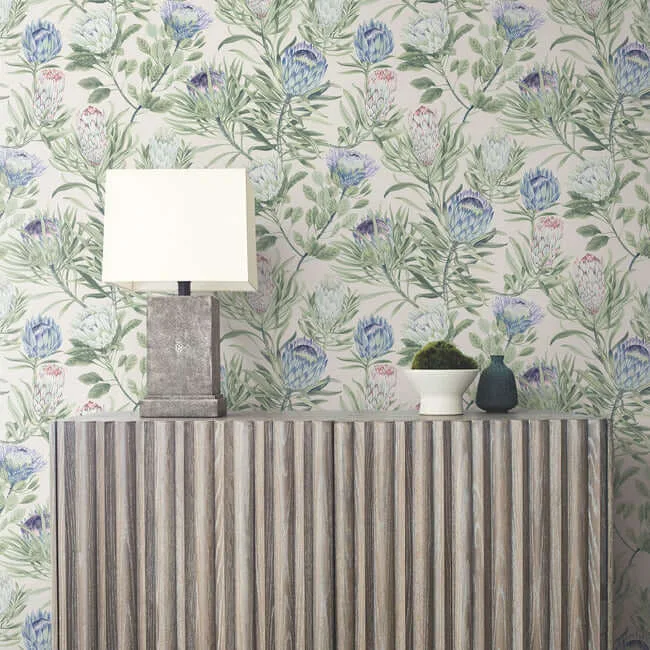 York Wallcoverings Protea - Cream & Blue Wallpaper | Buy Online York Wallcoverings Protea wallpaper, color Cream & Blue, SKU BL1753