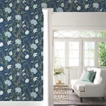 York Wallcoverings Teahouse Floral - Navy Wallpaper | Buy Online York Wallcoverings Teahouse Floral wallpaper, color Navy, SKU BL1782