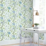 York Wallcoverings Teahouse Floral - Light Blue Wallpaper | Buy Online York Wallcoverings Teahouse Floral wallpaper, color Light Blue, SKU BL1784