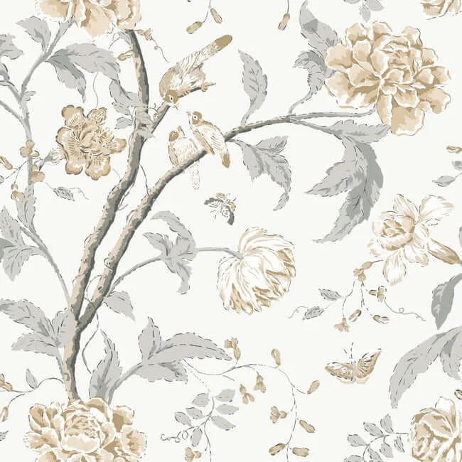 York Wallcoverings Teahouse Floral wallpaper, color Neutral, SKU BL1783