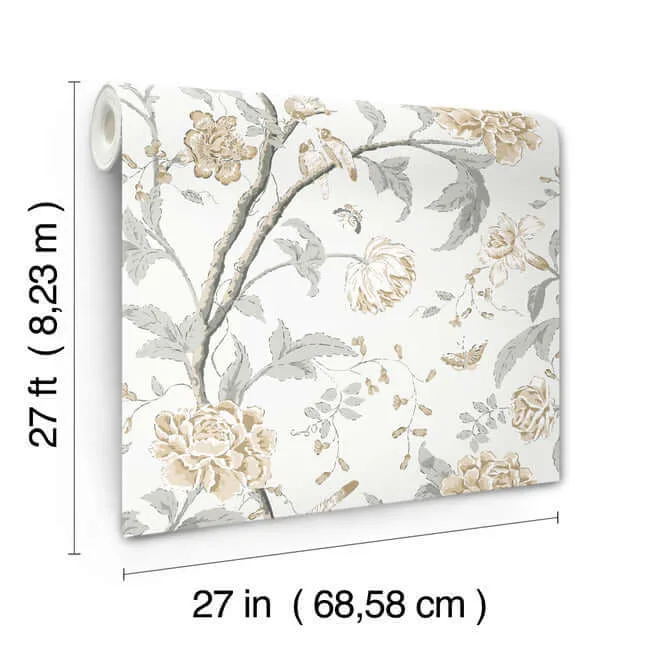 York Wallcoverings Teahouse Floral wallpaper, color Neutral, SKU BL1783