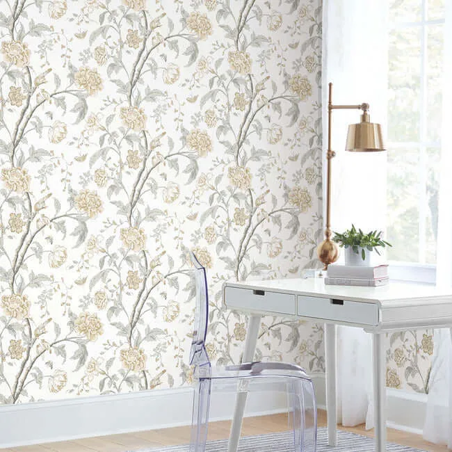 York Wallcoverings Teahouse Floral wallpaper, color Neutral, SKU BL1783
