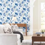 York Wallcoverings Watercolor Bouquet wallpaper, color Cobalt, SKU BL1773