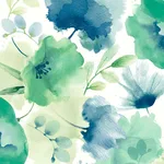 York Wallcoverings Watercolor Bouquet wallpaper, color Blue & Green, SKU BL1774