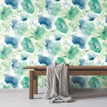 York Wallcoverings Watercolor Bouquet wallpaper, color Blue & Green, SKU BL1774