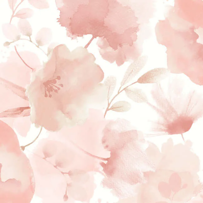 York Wallcoverings Watercolor Bouquet wallpaper, color Blush, SKU BL1772