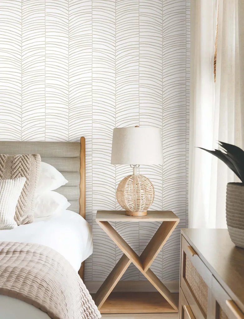 York Wallcoverings Cascade Palm Chevron wallpaper, color Dune, SKU MT5675