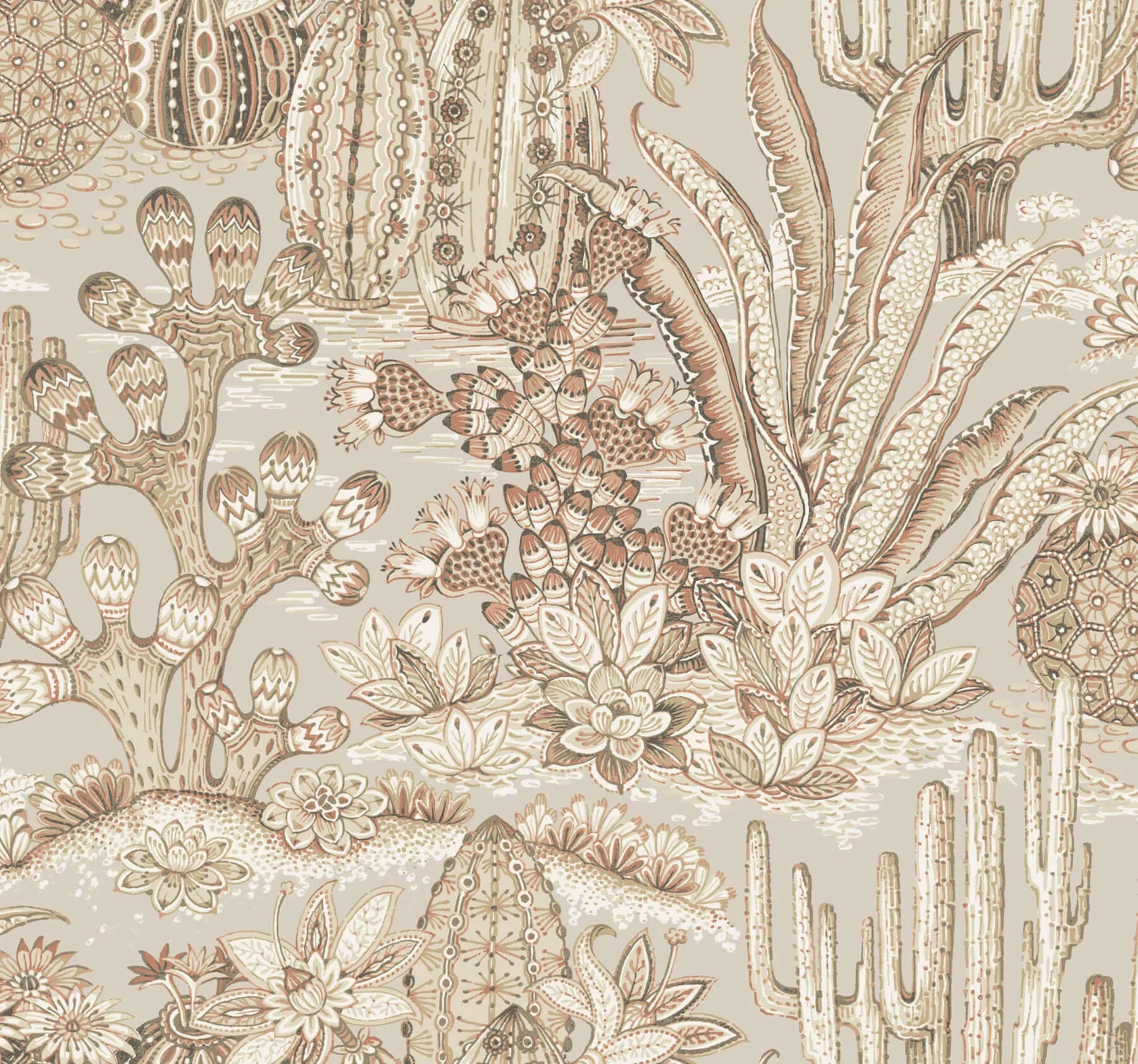 York Wallcoverings Lotus Land Cacti wallpaper, color Baked Clay, SKU MT5632