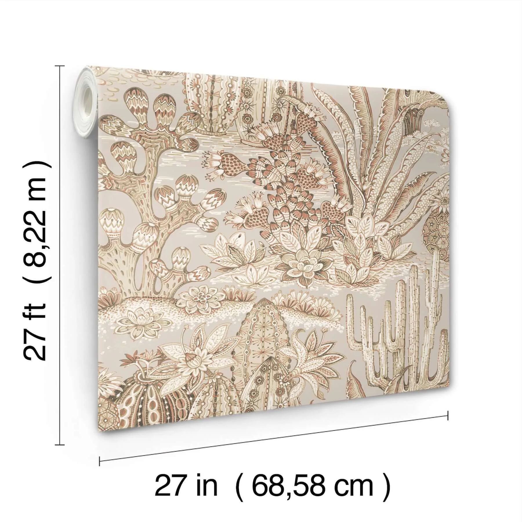 York Wallcoverings Lotus Land Cacti wallpaper, color Baked Clay, SKU MT5632