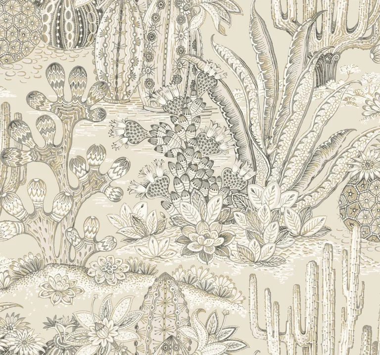 York Wallcoverings Lotus Land Cacti wallpaper, color Dune, SKU MT5633