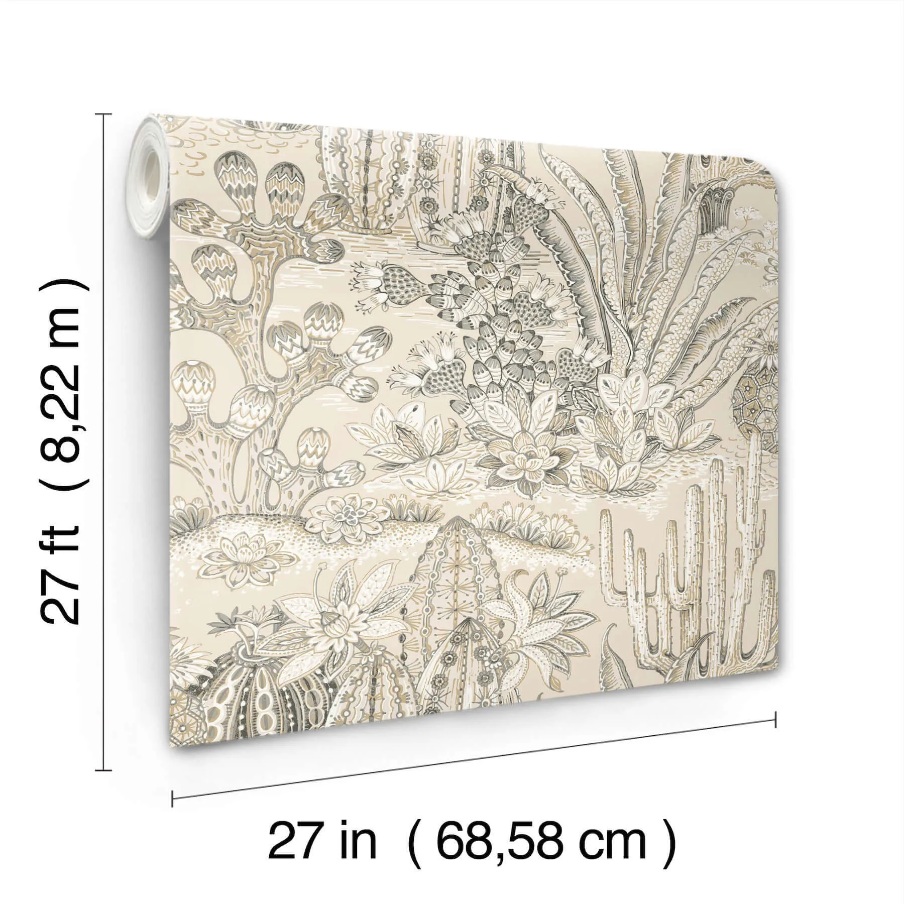 York Wallcoverings Lotus Land Cacti wallpaper, color Dune, SKU MT5633