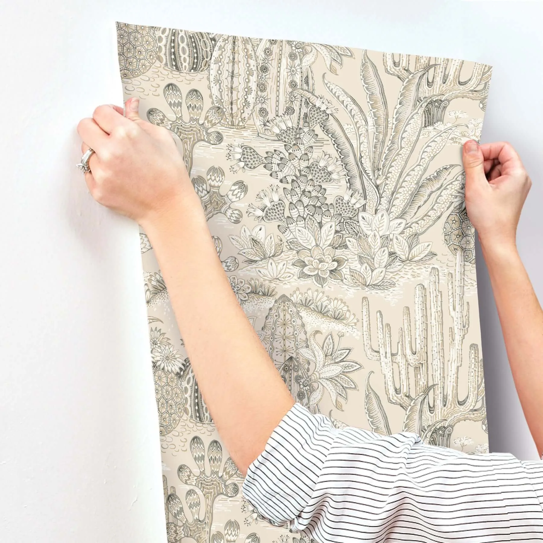 York Wallcoverings Lotus Land Cacti wallpaper, color Dune, SKU MT5633