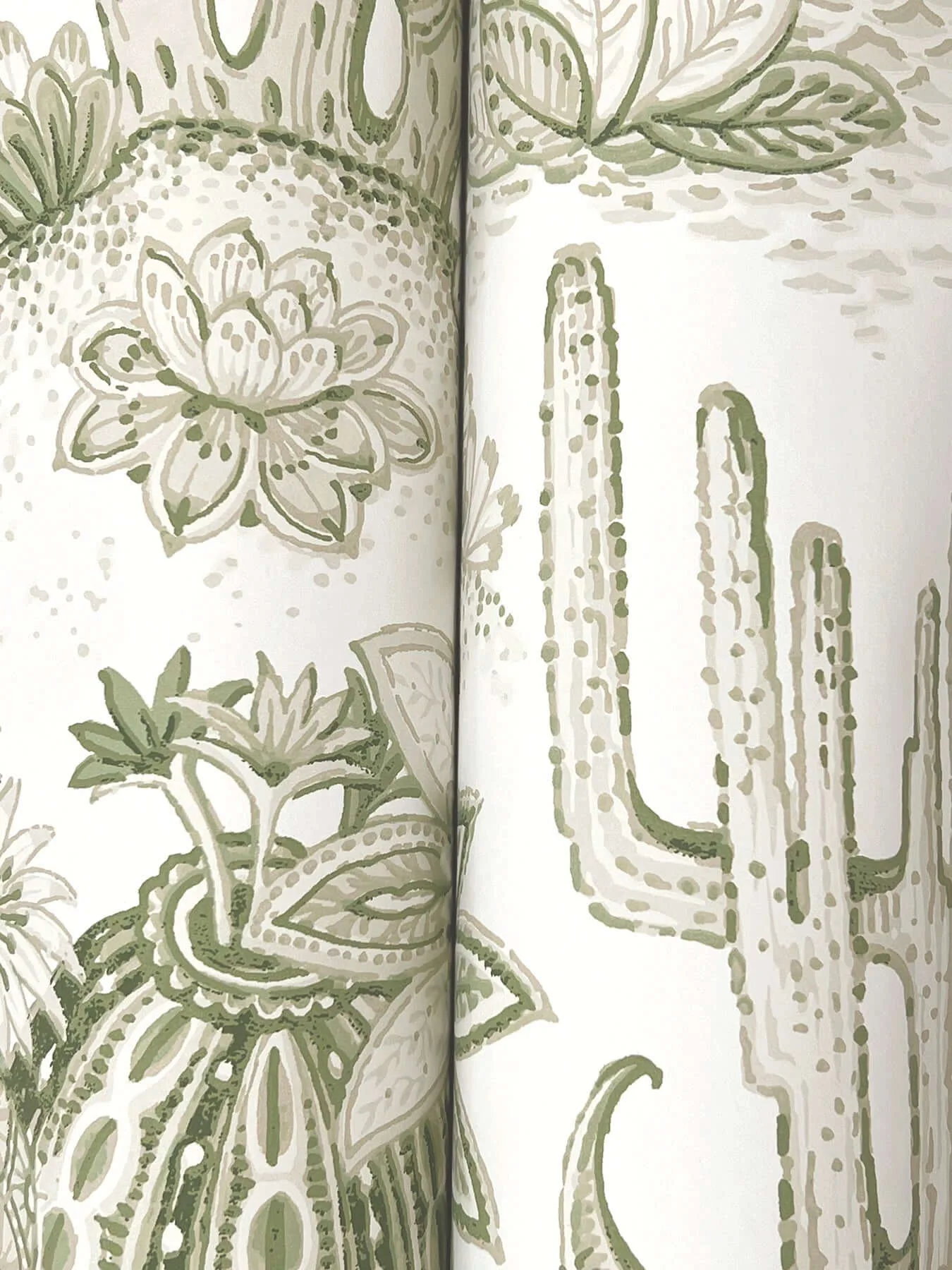 York Wallcoverings Lotus Land Cacti wallpaper, color Palm, SKU MT5631